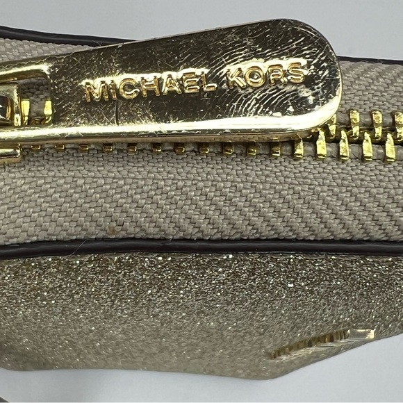 Michael Kors Jet Set Travel Glitter Pale Gold Phone Case Wristlet Wallet - Picture 5 of 12
